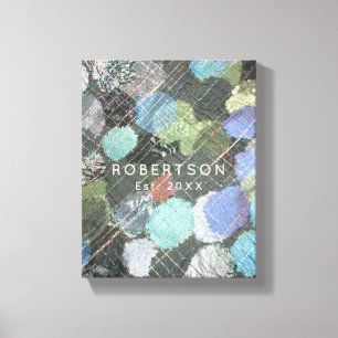 Custom Name Year Abstract Green Blue Colourful Canvas Print