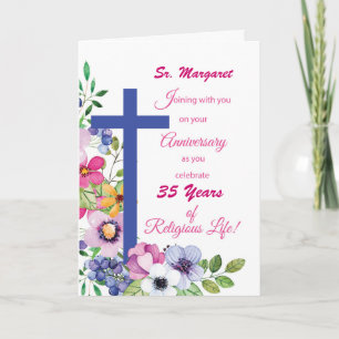 Custom Name & Year, Anniversary Nun Religious Life Card