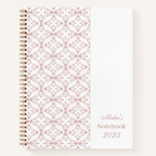 Custom Name & Year Dusty Rose Vector Pattern Notebook