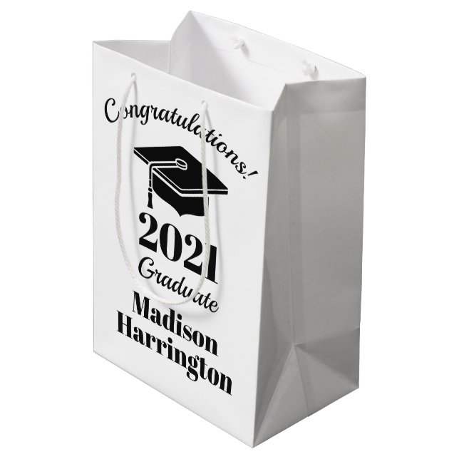 Custom name & year Graduation Medium Gift Bag (Back Angled)