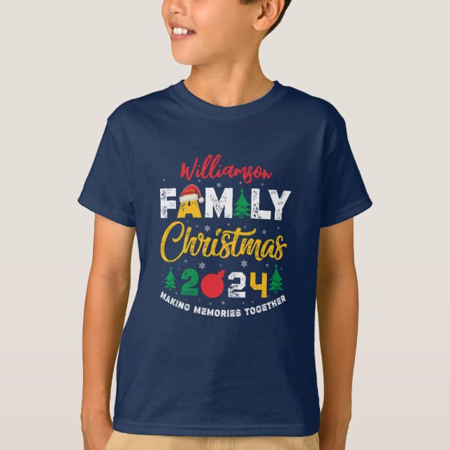 Custom Name Year Matching Family Christmas Reunion T-Shirt (Front)