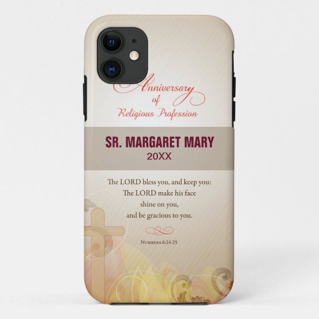 Custom Name & Year Nun, 60th Anniversary Religious Case-Mate iPhone Case (Back)