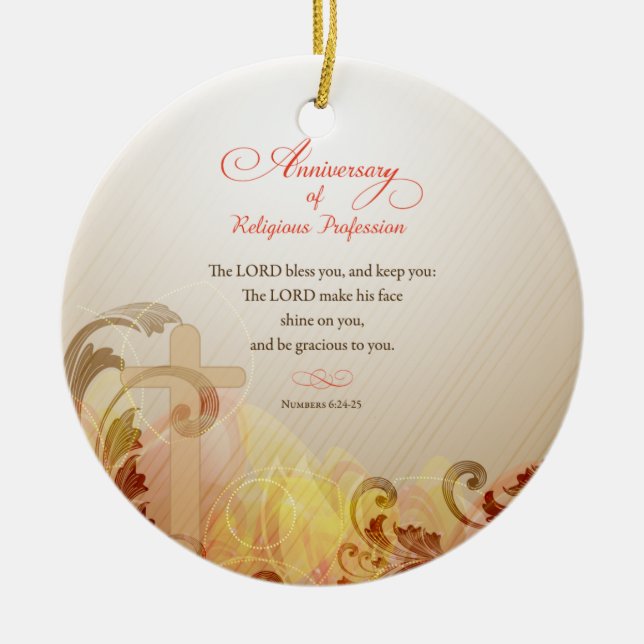 Custom Name & Year Nun, 60th Anniversary Religious Ceramic Ornament (Front)