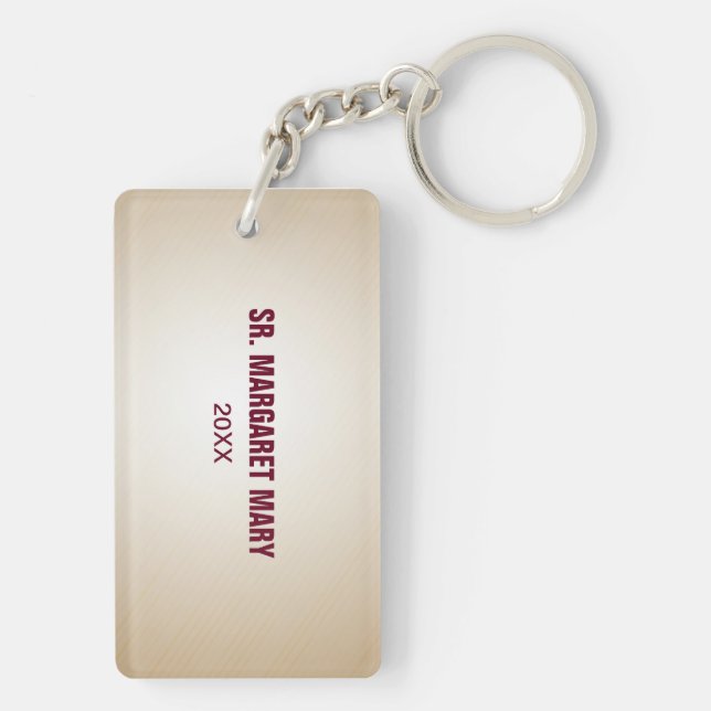 Custom Name & Year Nun, 60th Anniversary Religious Keychain (Back)