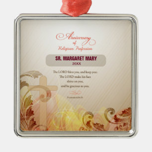 Custom Name & Year Nun, 60th Anniversary Religious Metal Ornament