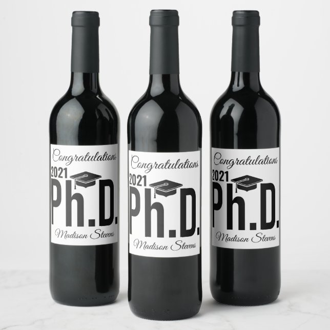 Custom name & year Ph.D. bottle labels (Bottles)
