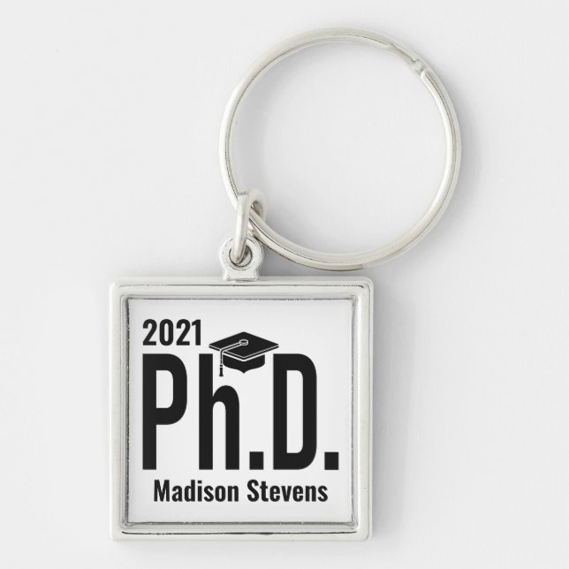 Custom name & year Ph.D. Keychain (Front)