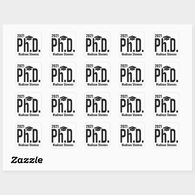 Custom name & year Ph.D. stickers (Sheet)