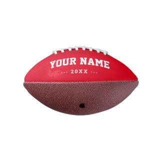 Custom name year red mini football