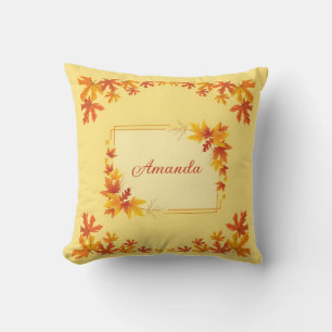 Custom Name Yellow Autumn Keepsake Throw Pillow