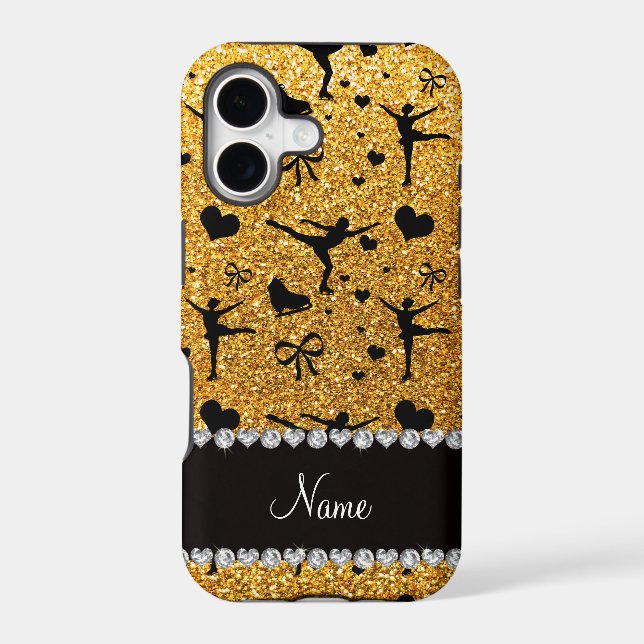 Custom name yellow glitter figure skating (Back)