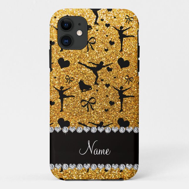 Custom name yellow glitter figure skating Case-Mate iPhone case (Back)