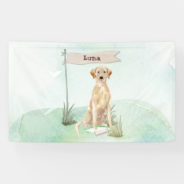 Custom Name Yellow Lab Pet Dog Banner (Horizontal)