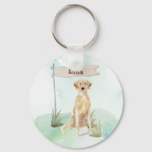 Custom Name Yellow Lab Pet Dog Keychain