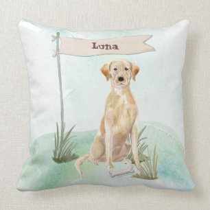 Custom Name Yellow Lab Pet Dog Throw Pillow