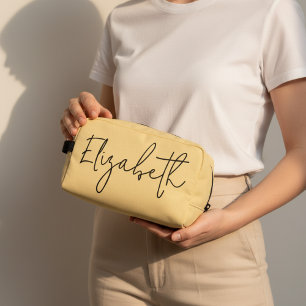 Custom Name Yellow Makeup Bag for Mom & Grandma