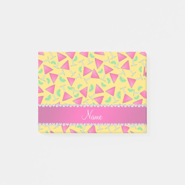 Custom name yellow pink cosmos limes post-it notes (Front)