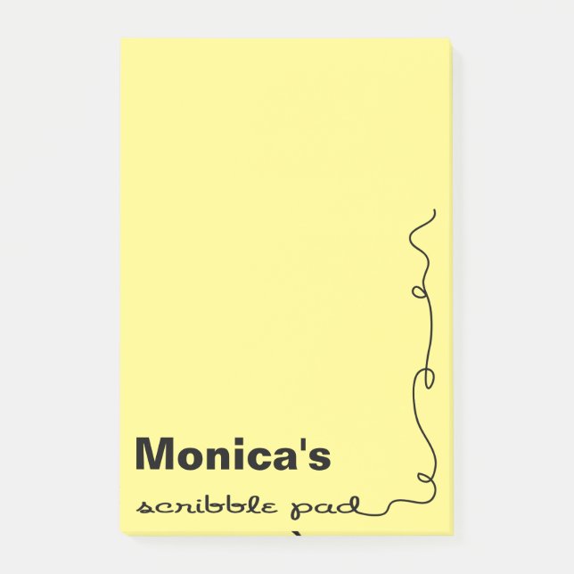 Custom Name Yellow Scribble Pad Post-it Notes (Front)