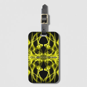 Custom Name Yellow Smoke Symmetrical Black Luggage Tag