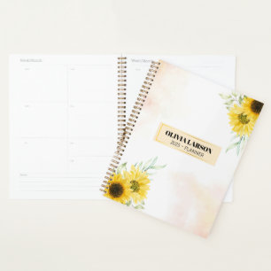 Custom Name Yellow Sunflower 2023 Planner