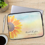 Custom Name Yellow Sunflower Life Coach Laptop Sleeve<br><div class="desc">This unique Lap Top Sleeve is decorated with a yellow sunflower on a watercolor background. Easily customizable with your name and occupation. Use the Customize Further option to change the text size, style or colour if you wish. Because we create our own artwork you won't find this exact image from...</div>