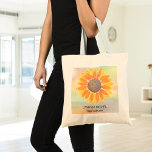 Custom Name Yoga Instructor Sunflower Tote Bag<br><div class="desc">This modern botanical Yoga Instructor Tote Bag is decorated with a yellow sunflower on a watercolor background.
Easily customizable.
Use the Design Tool to change the text size,  style,  or colour.
As we create our artwork you won't find this exact image from other designers.
Original Watercolor © Michele Davies.</div>