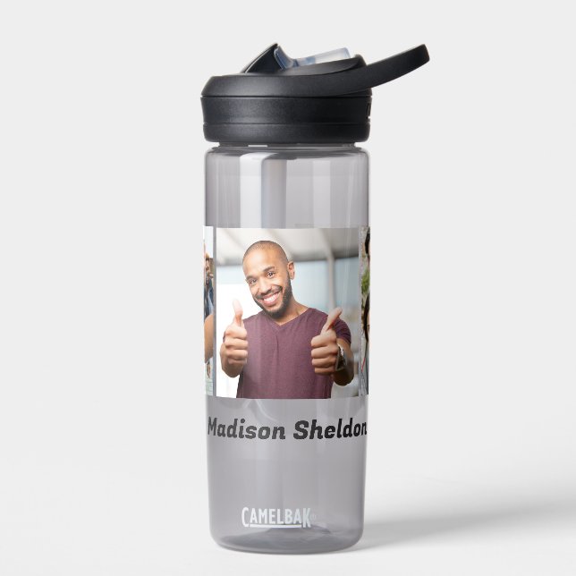Custom Name & YOUR 3 Photos Water Bottle (Left)