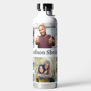Custom Name & YOUR 6 Photos Water Bottle