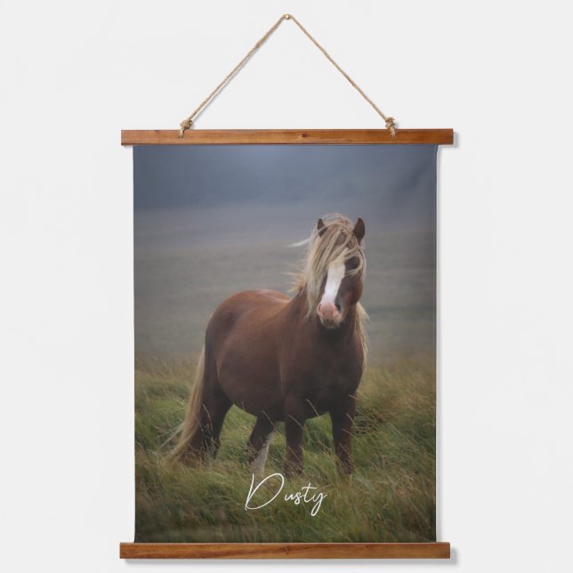 Custom Name Your Horse Photo Wall Decor Canvas Hanging Tapestry (Front)