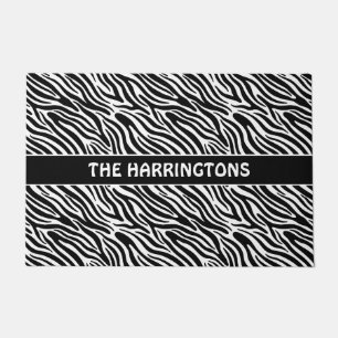 Custom Name Zebra Pattern Doormat