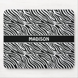 Custom Name Zebra Pattern Mouse Pad