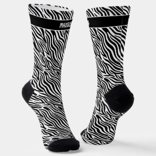 Custom Name Zebra Pattern Socks