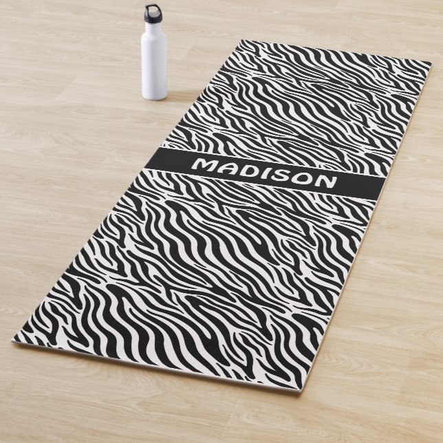 Custom Name Zebra Pattern Yoga Mat (In Situ)