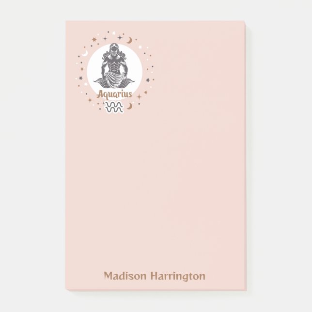Custom Name Zodiac Sign Aquarius Post-it Notes (Front)