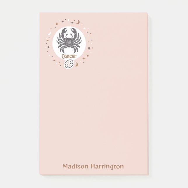 Custom Name Zodiac Sign Cancer Post-it Notes (Front)