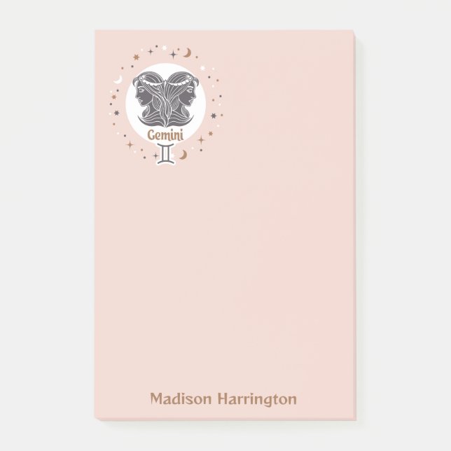 Custom Name Zodiac Sign Gemini Post-it Notes (Front)