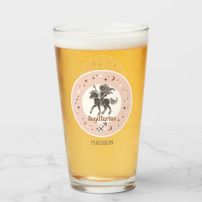 Custom Name Zodiac Sign Sagittarius Glass (Back Filled)