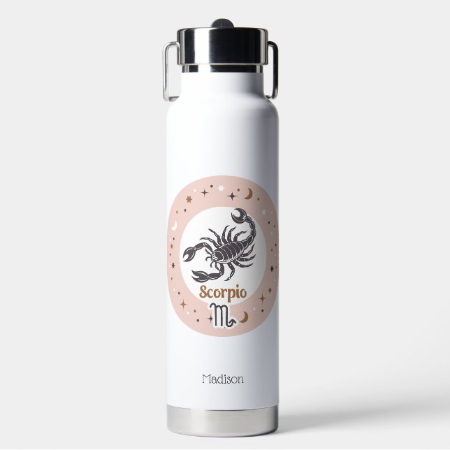 Custom Name Zodiac Sign Scorpio Water Bottle (Front)
