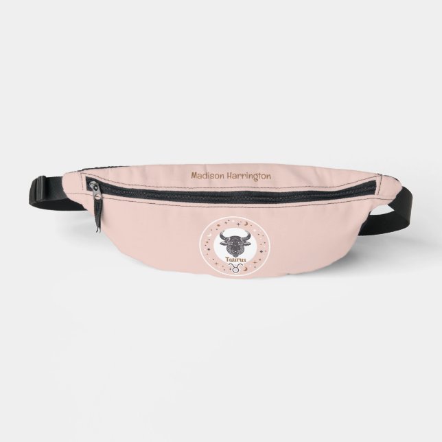 Custom Name Zodiac Sign Taurus Fanny Pack (Front)