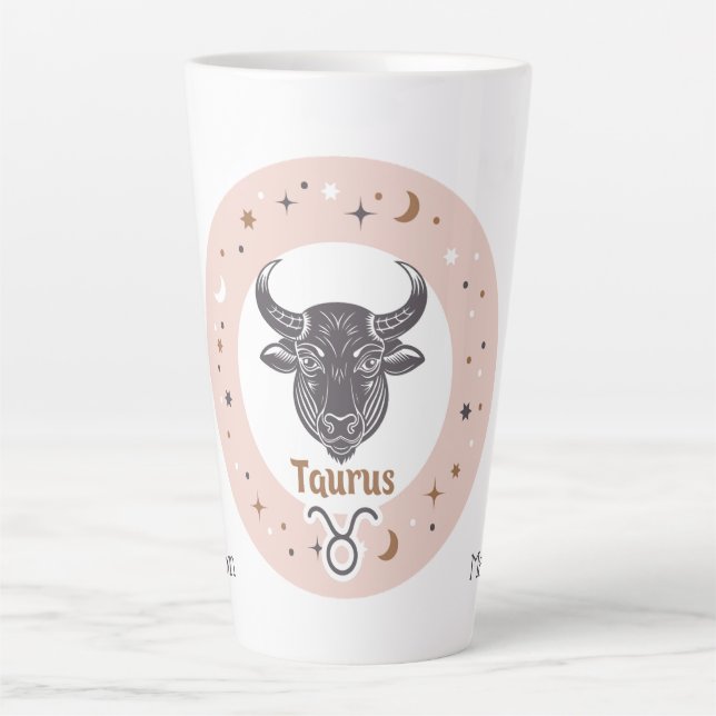 Custom Name Zodiac Sign Taurus Latte Mug (Front)