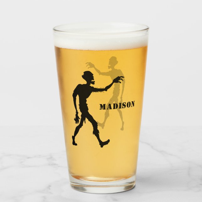 Custom name Zombie pint glass (Front Filled)