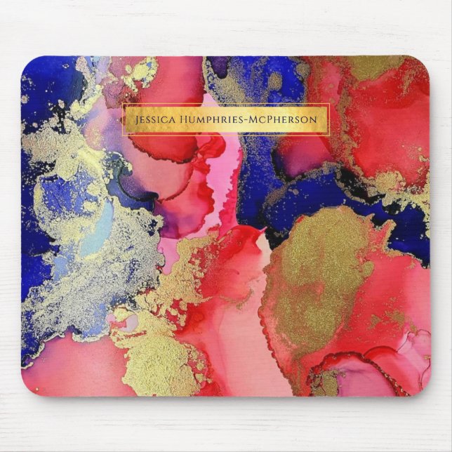 Custom Named Abstract Art Alcohol Ink Mouse Pad (Front)