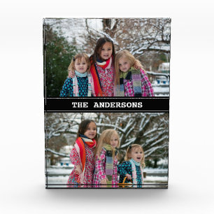 Custom Named Black 2 Photo Collage Photo Block