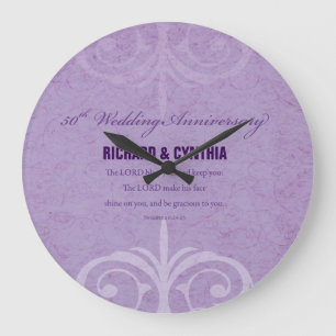 Custom Names, 50th Wedding Anniversary to Couple Large Clock