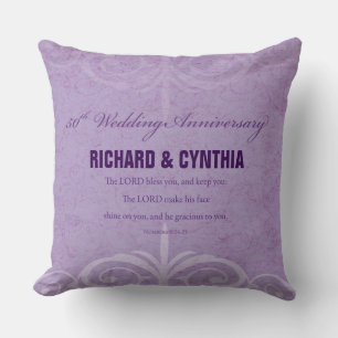 Custom Names, 50th Wedding Anniversary to Couple Throw Pillow
