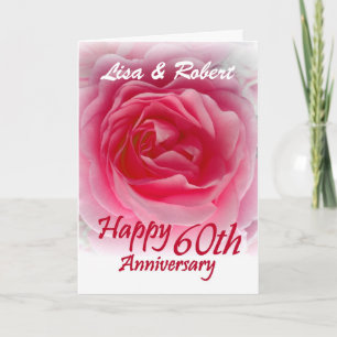 CUSTOM NAMES - 60th Anniversary with Pink Rose Card