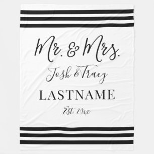 Custom Names and Last Name Mr and Mrs Gift Fleece Blanket