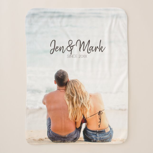 Custom Names and Year  | Stolen Moments Sherpa Blanket (Front)