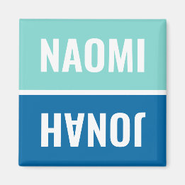 Custom Names Aqua and Cobalt Blue Dishwasher Magnet