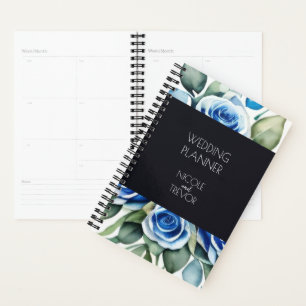 Custom Names - Blue Watercolor Roses Wedding Planner